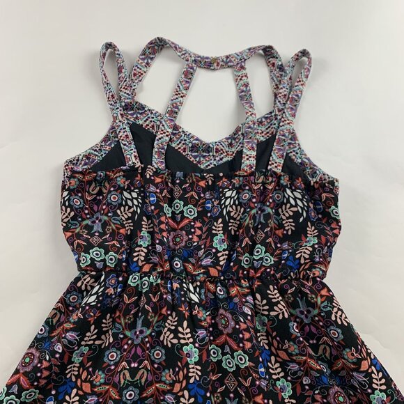 Xhilaration Black Bright Scandinavian Floral Print Maxi Dress M - Picture 7 of 8